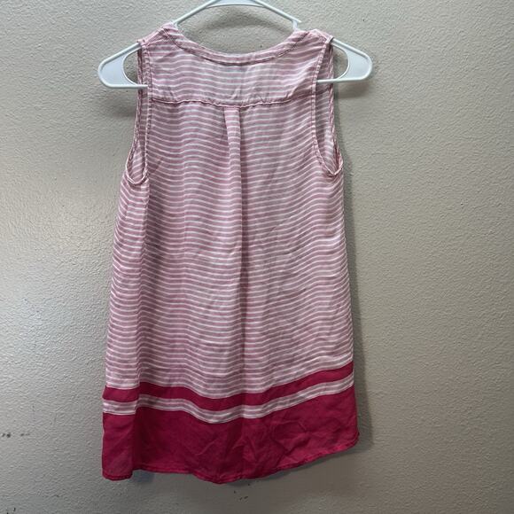 Joie Lightweight 100% Silk V-Neck Tank Womens XS Pink Striped Half Button Career - Picture 6 of 6